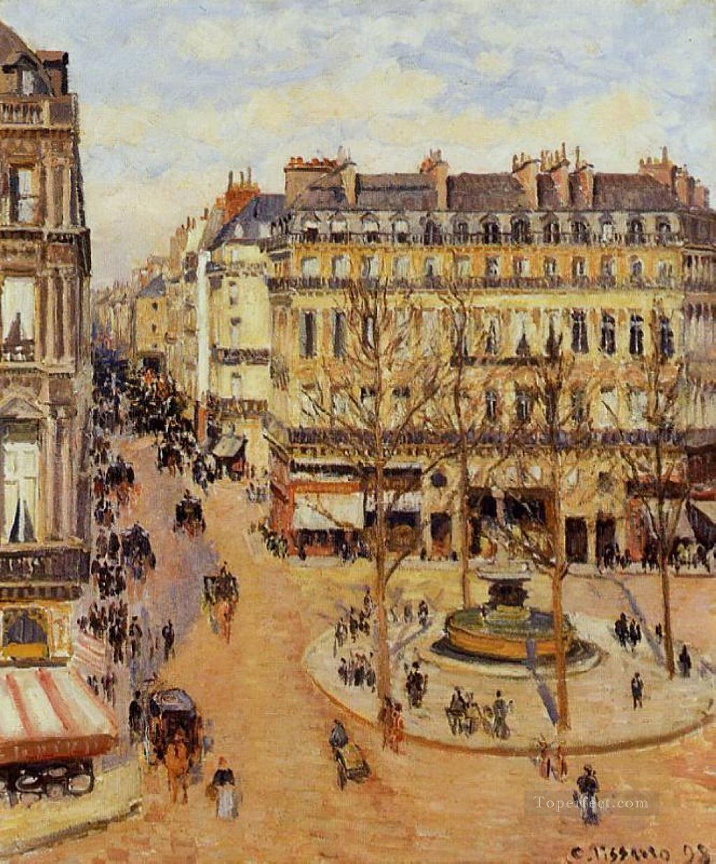 サントノーレ通り 朝の太陽の効果 フランセ劇場広場 1898年 カミーユ・ピサロ油絵
